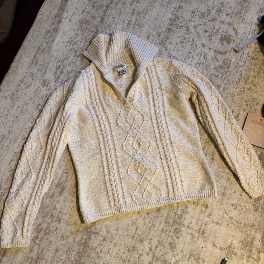 Vintage Talbots Ivory Cowl Neck Sweater